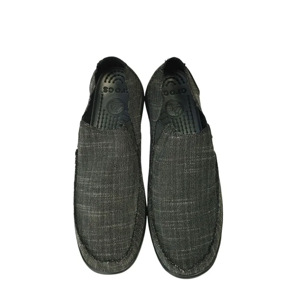 Crocs Men's Santa Cruz SL Slip-On Canvas Loafers Dark Gray Black M13 205708